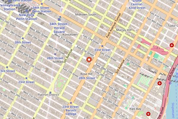 Map showing Wine 30 in New York City