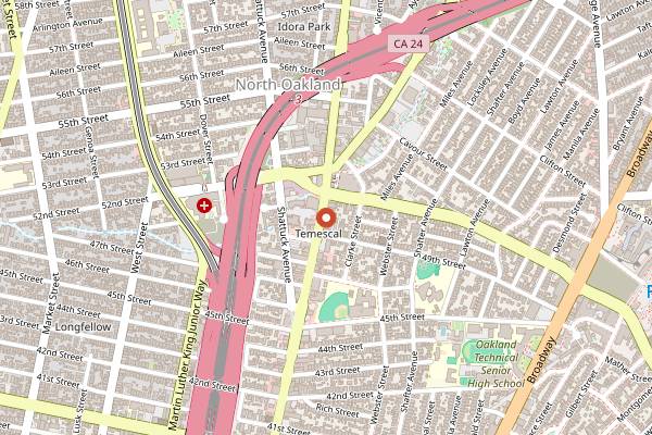 Map showing Poppy Bagels in Oakland