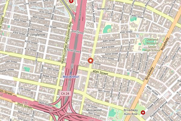 Map showing Temescal Brewing in Oakland