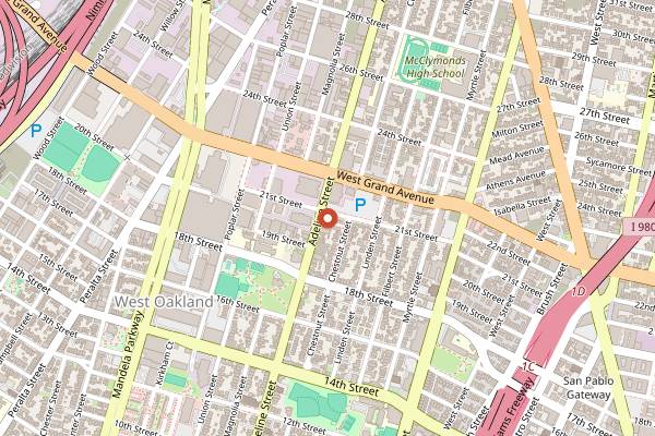 Map showing Ghost Town Brewing West Oakland Taproom in Oakland