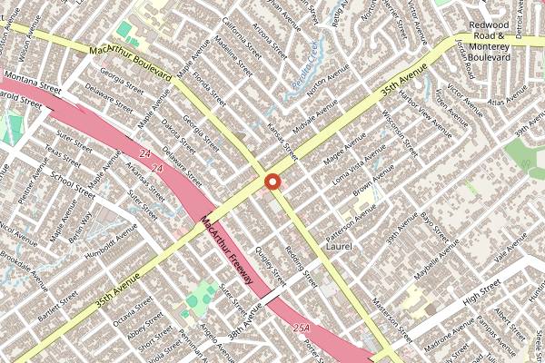 Map showing Ghost Town Brewing MacArthur Taproom in Oakland