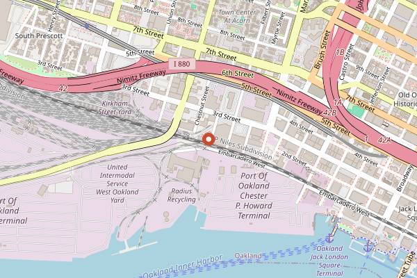 Map showing Oakland United Beerworks in Oakland