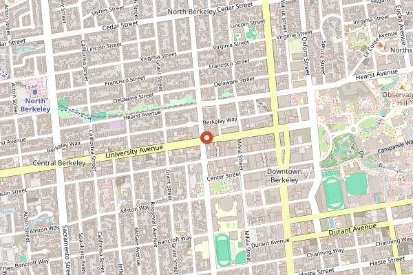 Map showing Udupi Palace in Oakland