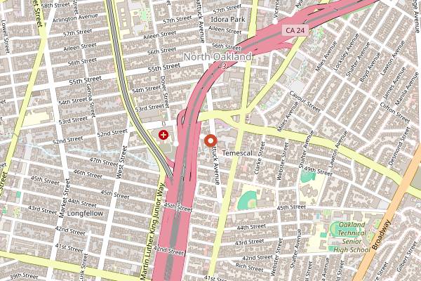 Map showing Snail Bar in Oakland