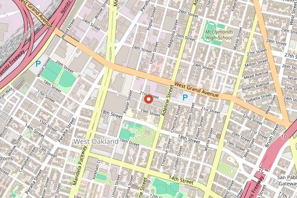 Map showing Sun Moon Studio in Oakland