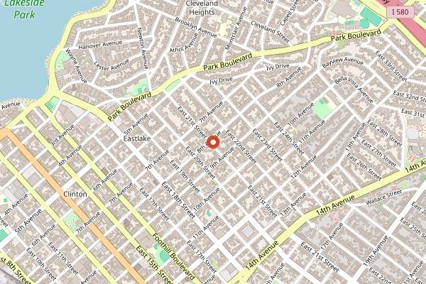 Map showing Champa Garden in Oakland