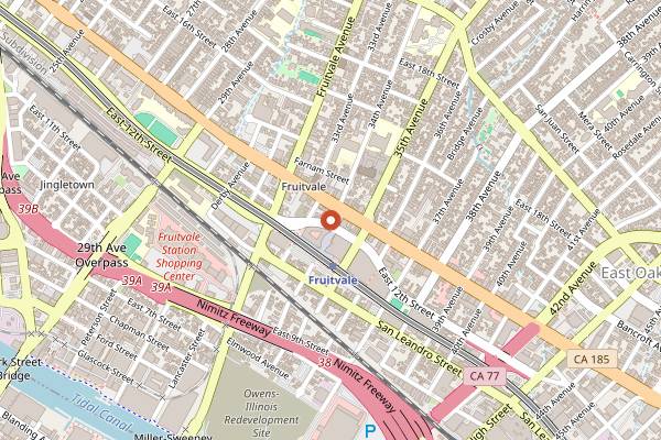 Map showing Fruitvale Farmers Market in Oakland