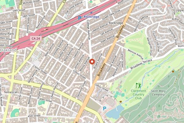 Map showing A16 Rockridge Wine Bar in Oakland