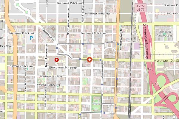 Map showing R&J Lounge and Supper Club in Oklahoma City