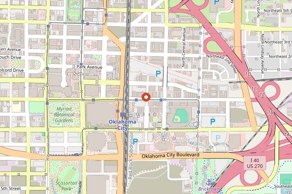 Map showing Bricktown Brewery in Oklahoma City