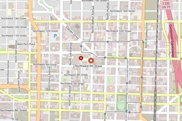 Map showing Kaiser's Grateful Bean Cafe in Oklahoma City