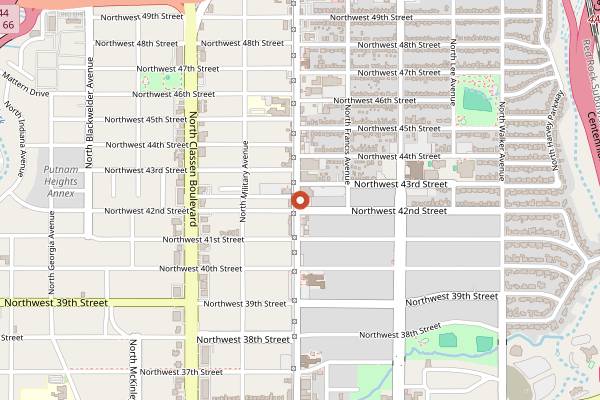 Map showing Rococo Restaurant and Fine Wine in Oklahoma City
