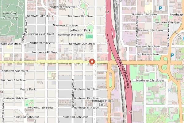 Map showing Basil Mediterranean Cafe in Oklahoma City