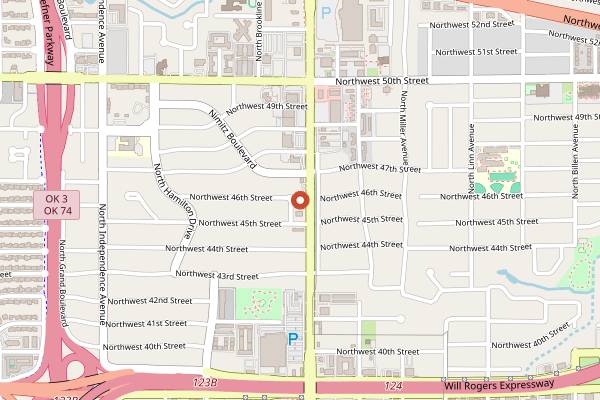 Map showing Sheesh Mahal in Oklahoma City