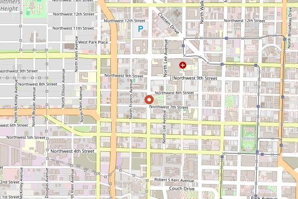 Map showing Iron Star Urban Barbeque in Oklahoma City