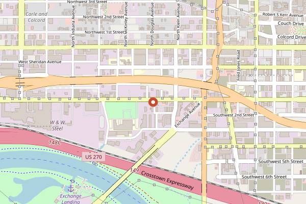Map showing OKC Farmers Market District in Oklahoma City