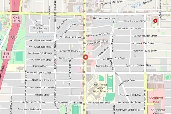 Map showing Frankie's OKC in Oklahoma City