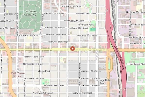 Map showing Tower Theatre in Oklahoma City