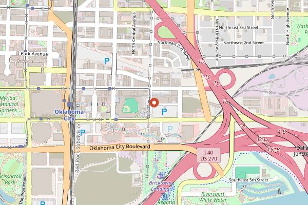 Map showing Pinkitzel Cupcakes and Candy in Oklahoma City