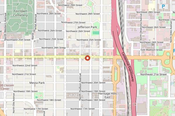 Map showing Tucker's Onion Burgers in Oklahoma City