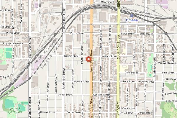 Map showing Fizzy's Fountain and Liquors in Omaha