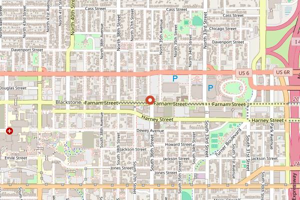 Map showing Crescent Moon Ale House in Omaha