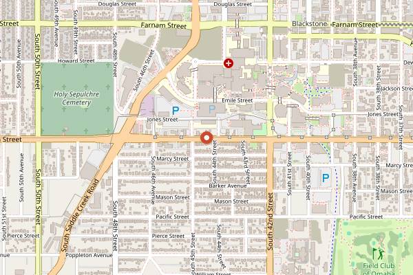 Map showing La Casa Pizzaria in Omaha
