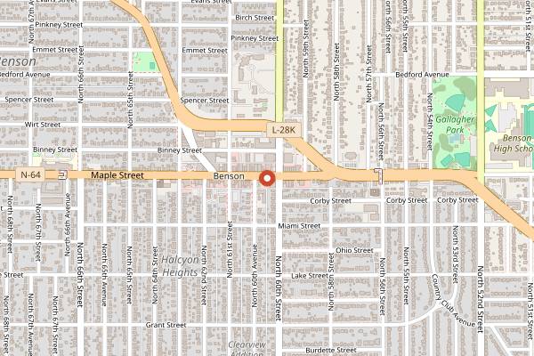 Map showing Ted and Wally's (Benson) in Omaha