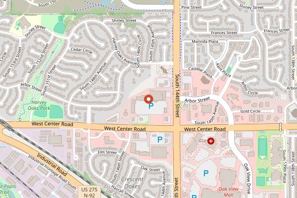 Map showing A Hill of Beans Coffee Roasters in Omaha
