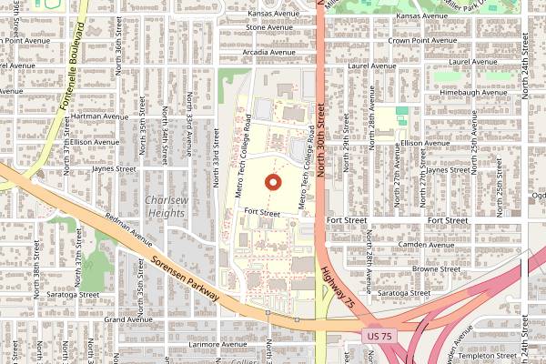 Map showing Metropolitan Community College Institute for Culinary Arts in Omaha