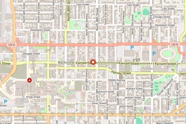 Map showing Fizzy's Fountain and Sweets in Omaha