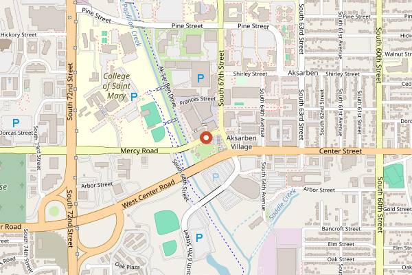 Map showing Aksarben Village Sunday Market in Omaha