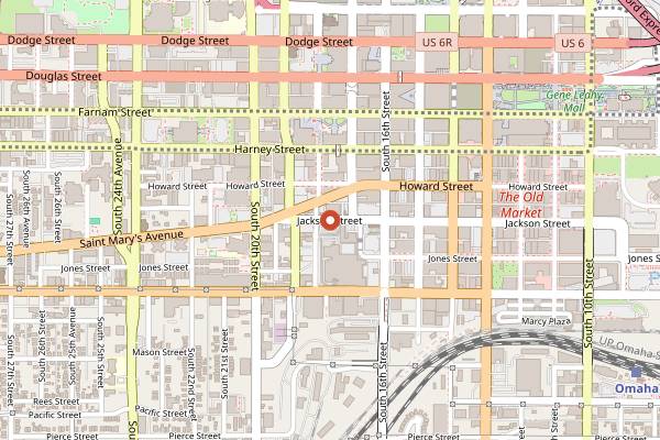 Map showing Old Market Farmers Market in Omaha