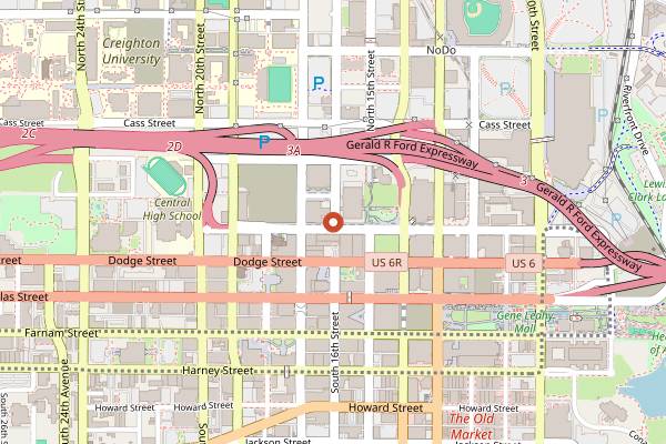 Map showing The Green (Rooftop Bar) in Omaha