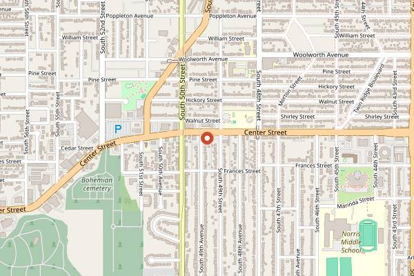 Map showing Gorat's Steak House in Omaha