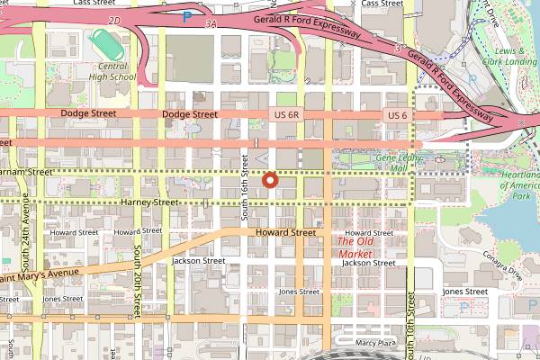 Map showing Monarch Prime and Bar in Omaha