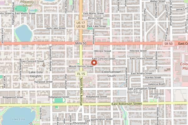 Map showing Maxine's on Shine Weekend Brunch in Orlando