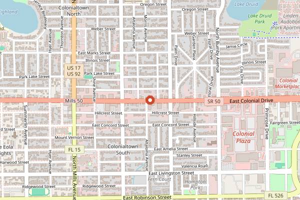 Map showing Black Bean Deli in Orlando