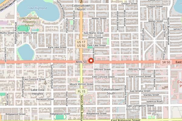 Map showing Haan Coffee in Orlando