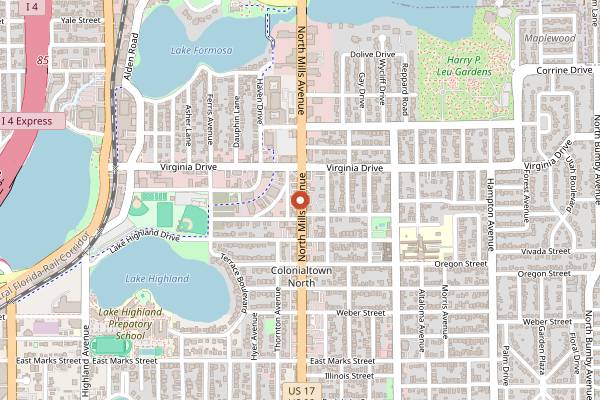 Map showing Pig Floyd's Urban Barbakoa in Orlando