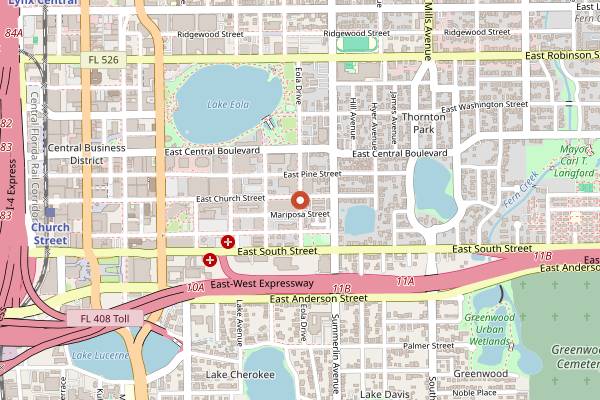 Map showing The Monroe in Orlando