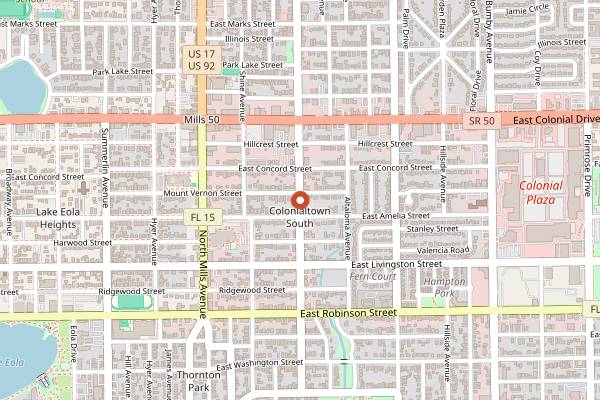 Map showing The Sanctum Cafe in Orlando