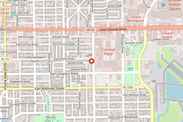 Map showing Drunken Monkey Coffee Bar in Orlando