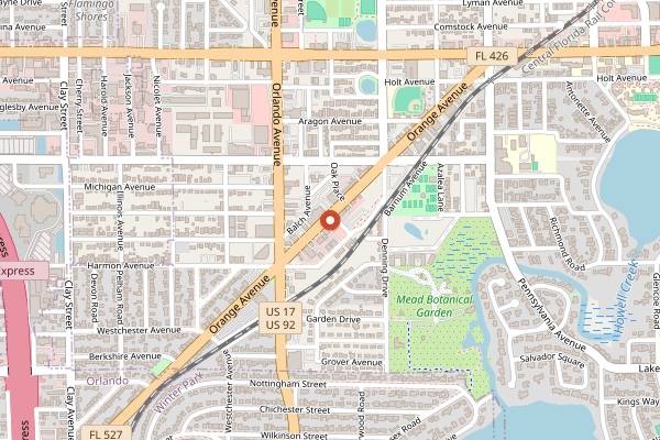 Map showing Foxtail Coffee Co in Orlando