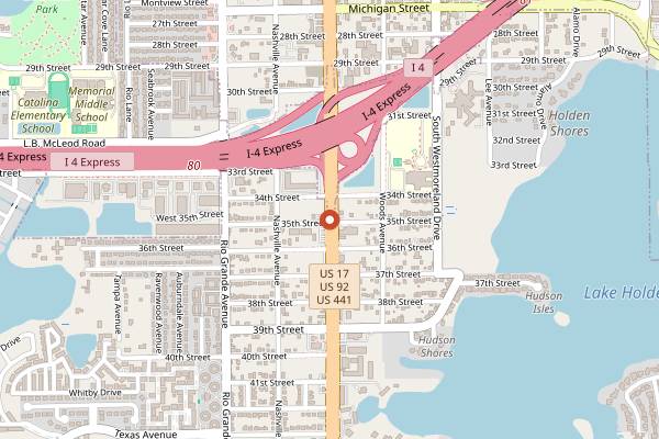 Map showing Kabab King FL in Orlando