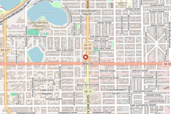 Map showing Tori Tori in Orlando