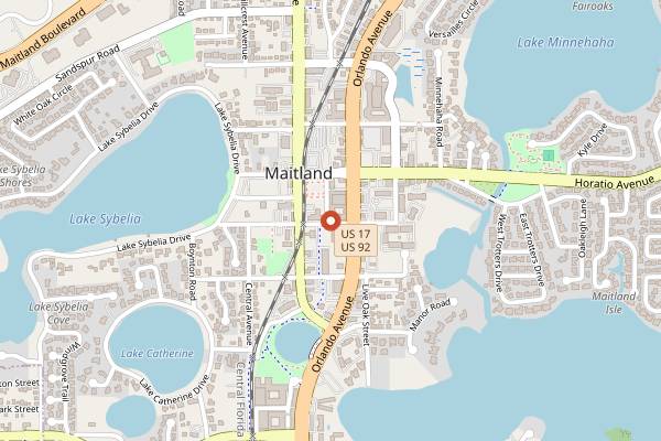 Map showing Maitland Farmers' Market in Orlando
