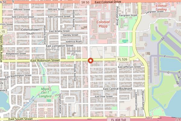 Map showing The Bull and Bush Pub in Orlando