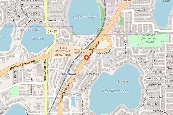Map showing Antonio's La Fiamma in Orlando