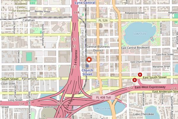 Map showing The Rusty Spoon in Orlando